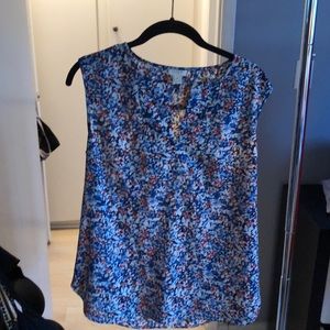 Flowered sleeveless J. Crew blouse